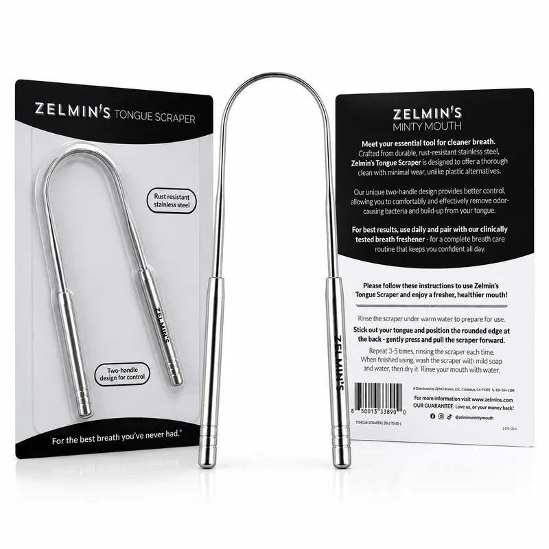 Zelmin's Minty Mouth Stainless Steel Tongue Scraper