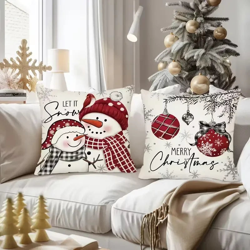 Linen Christmas Throw Pillow Covers