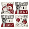 Linen Christmas Throw Pillow Covers