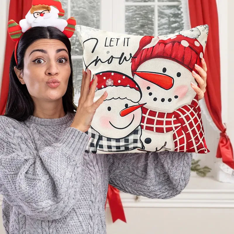 Linen Christmas Throw Pillow Covers