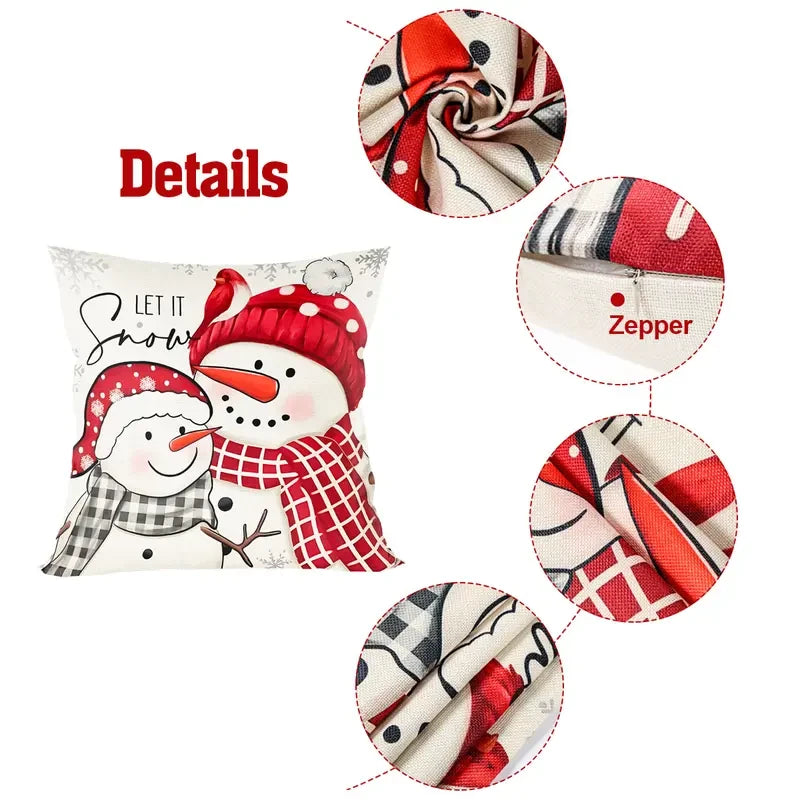 Linen Christmas Throw Pillow Covers