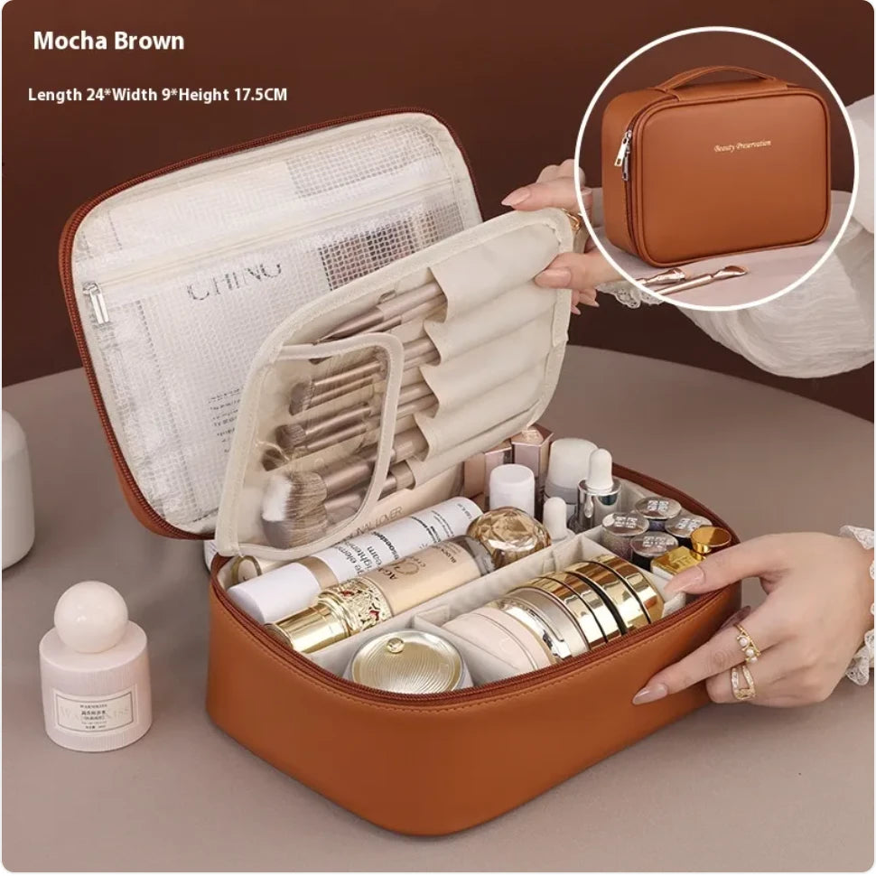 Large Capacity PU Leather Makeup Bag