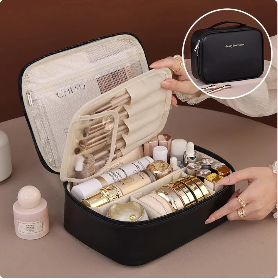 Large Capacity PU Leather Makeup Bag