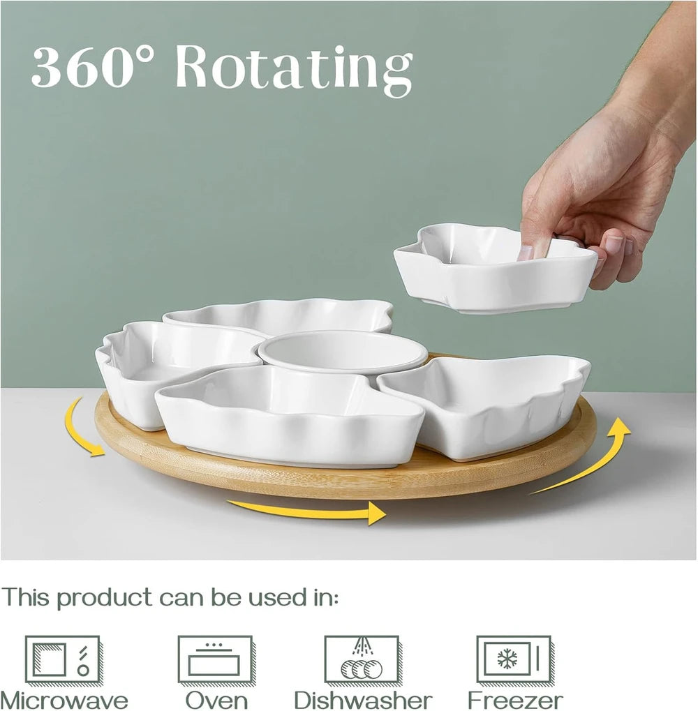 Rotatable Ceramic Snack Serving Tray