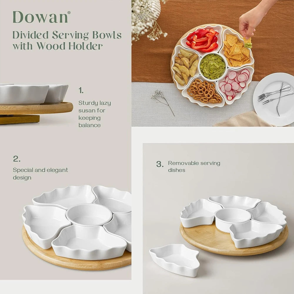 Rotatable Ceramic Snack Serving Tray