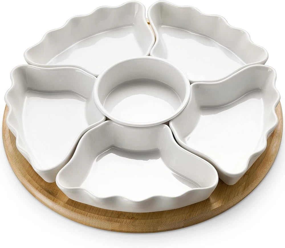 Rotatable Ceramic Snack Serving Tray