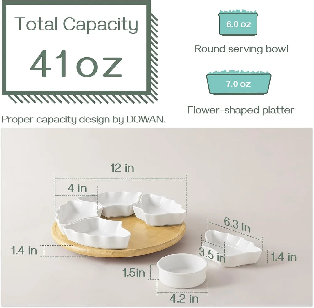 Rotatable Ceramic Snack Serving Tray