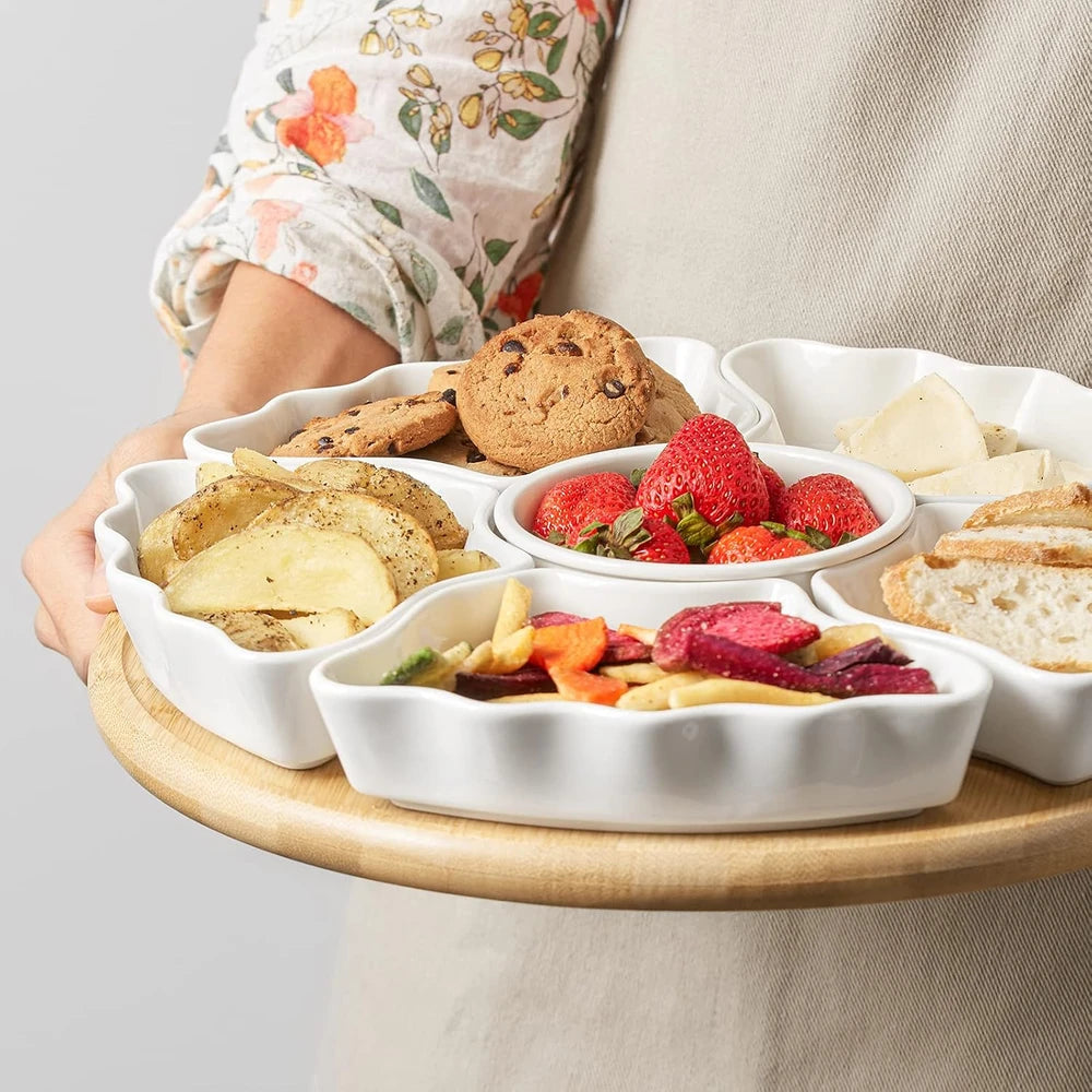 Rotatable Ceramic Snack Serving Tray