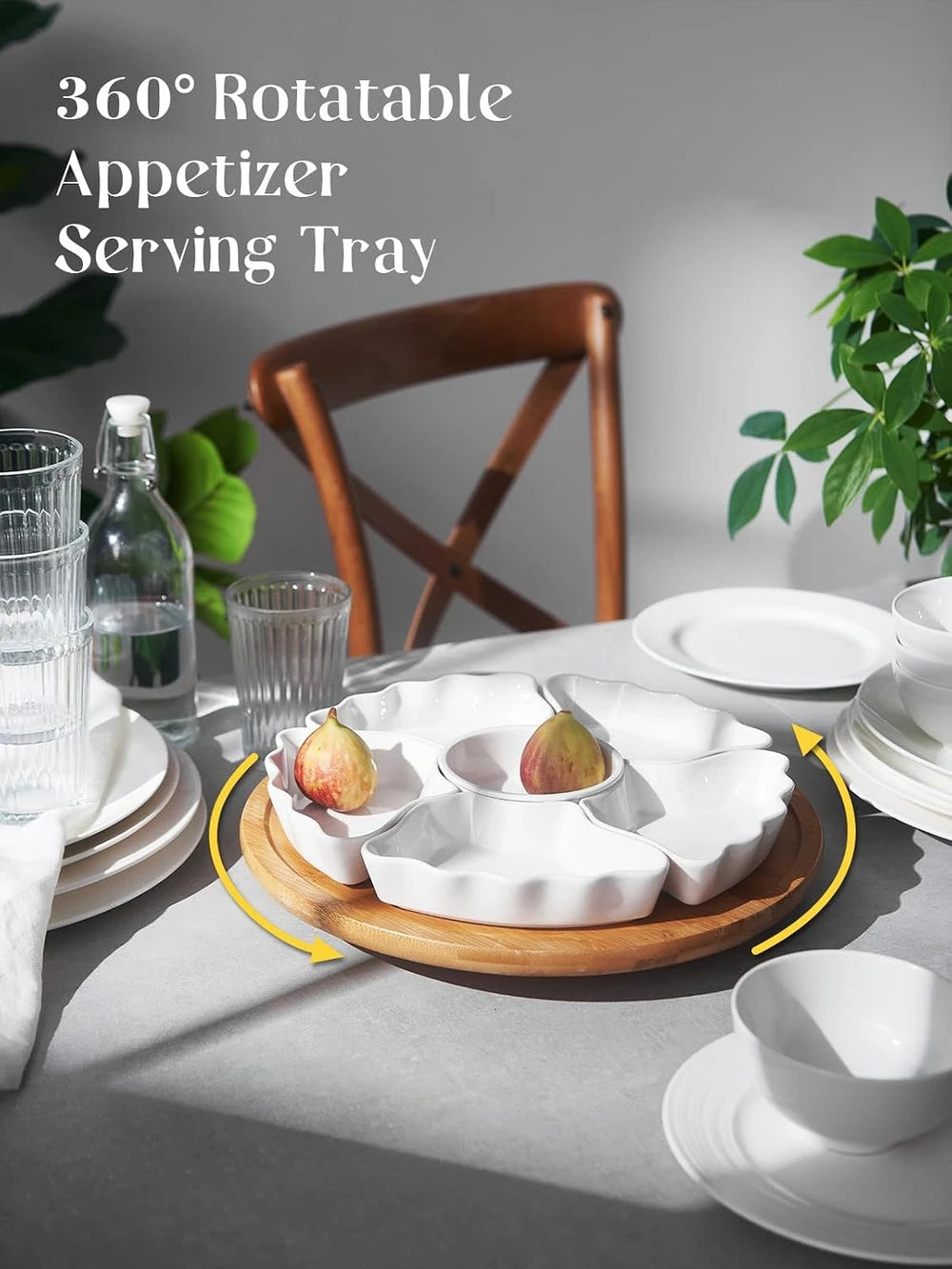 Rotatable Ceramic Snack Serving Tray