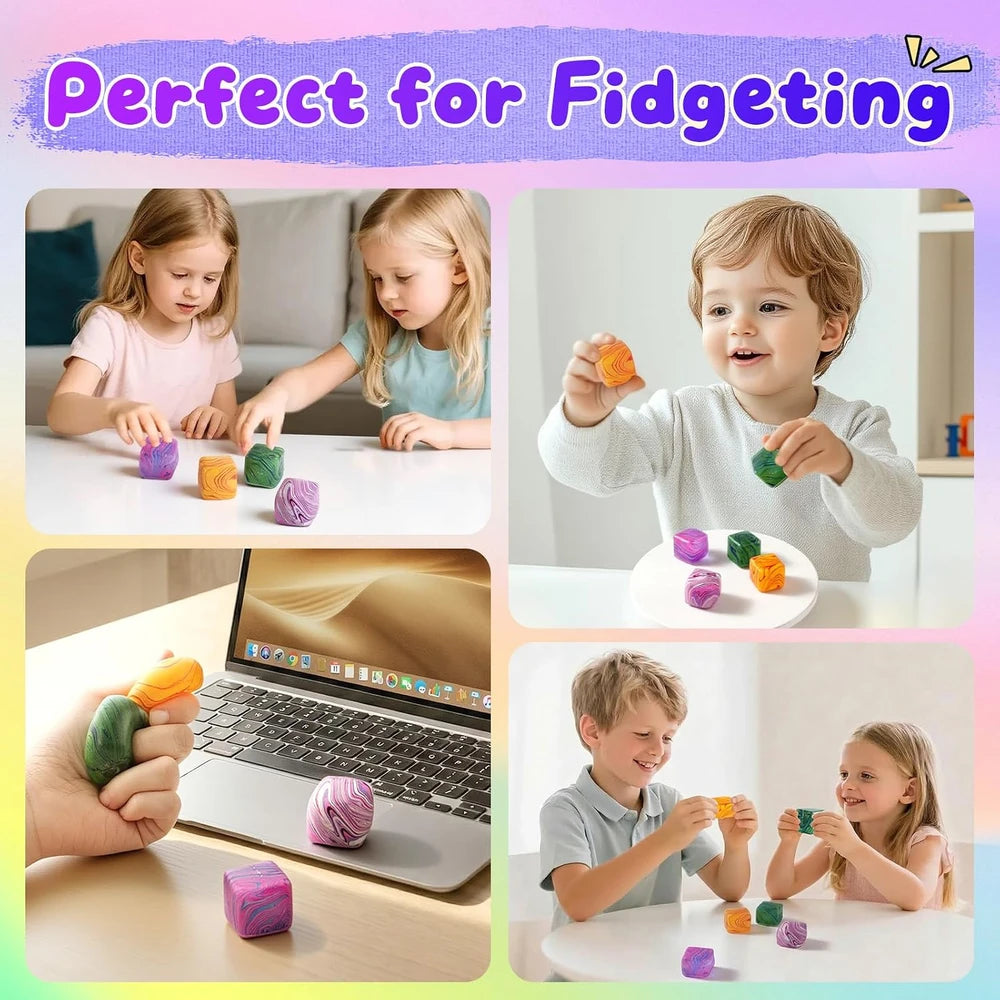 Textured Squishy Fidget Stress Cube