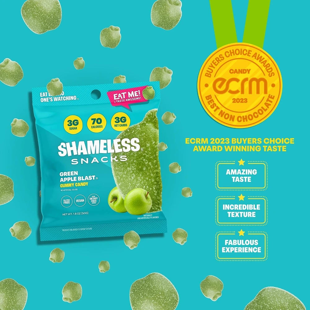 Shameless Snacks Green Apple Blast Sour Gummy Candy