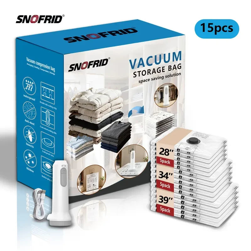 Snofrid Cordless Travel Vacuum Compression Bags Set