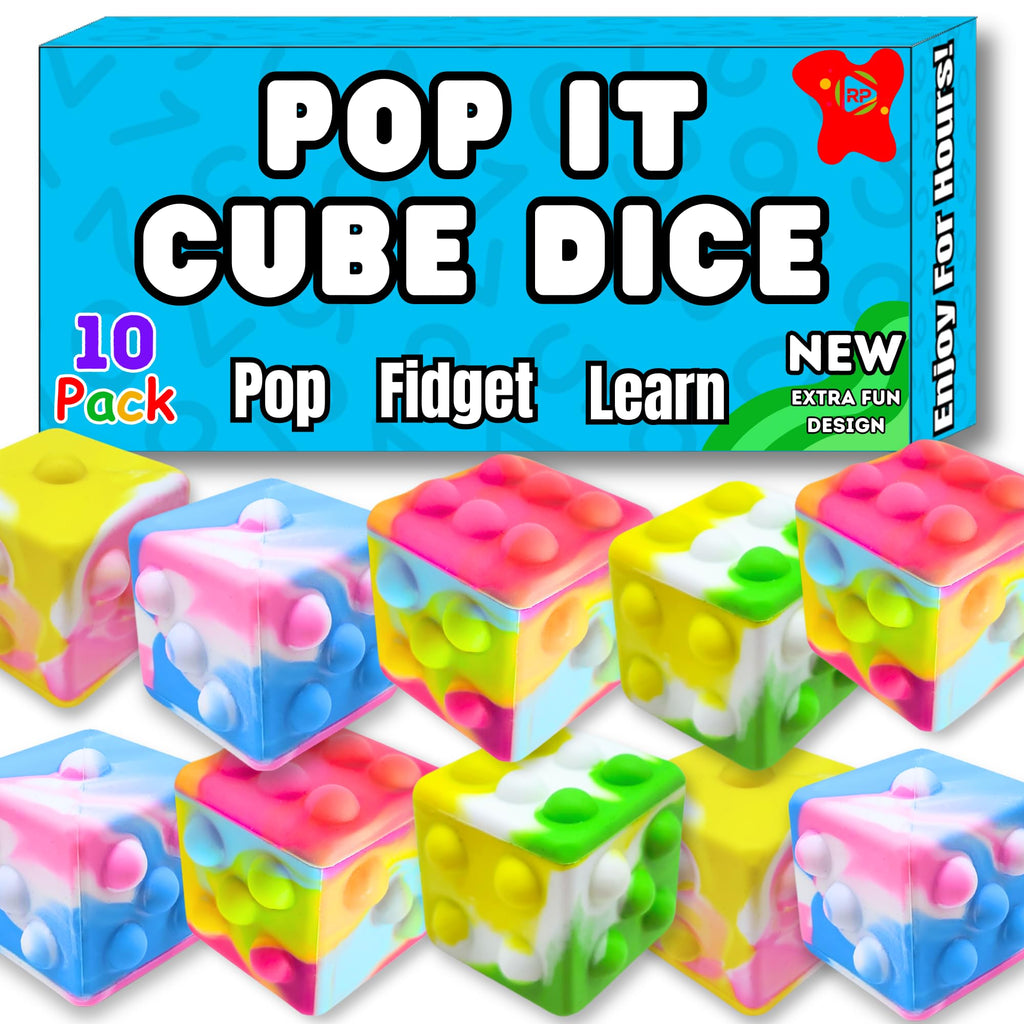 Pop Its Bulk 10 Pack Fidget Cubes - Kids Party Favors & Fidget Toys Bulk For Kids - Birthday Favors For Kids & Party Favors For Kids 3-5 - Prizes For Kids - Pop It Fidget Toys - Gifts for Boys & Girls